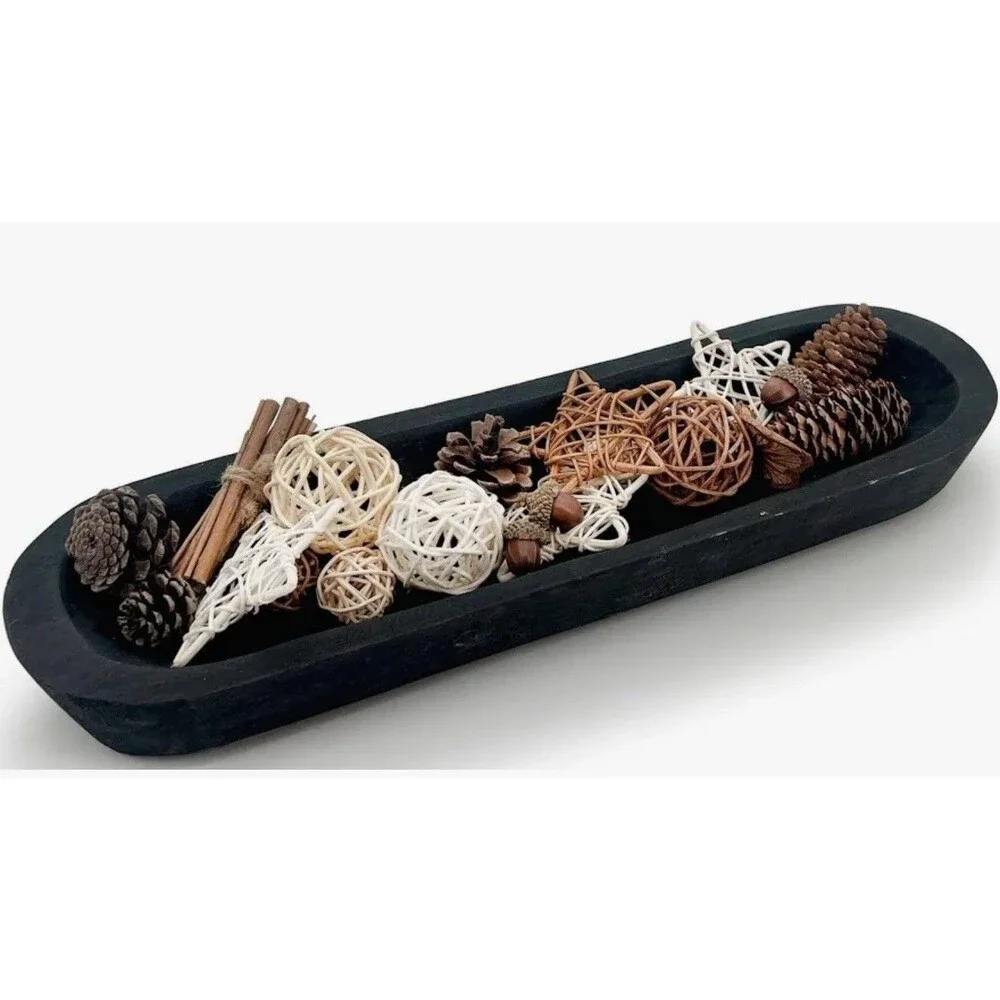 Small Rustic Baguette-Batea-Primitive-5-6W x 18-20L-Candle Pour-Dough Bowl-Black